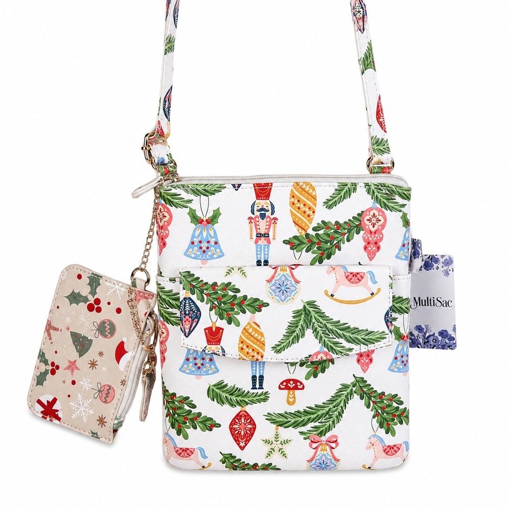 MultiSac Christmas Crossbody Purse NWT Holiday Nutcracker Festive Bag + Coin